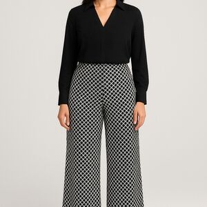 Spanx Medium Black and White Wide Leg Pants